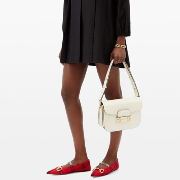 GUCCI Horsebit Check-Wool Point-Toe‎ Ballet Flats Women Size 8.5 - Picture 3 of 12